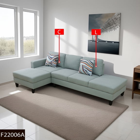 Pale Green Calico 2-Piece Couch Living Room Sofa Set