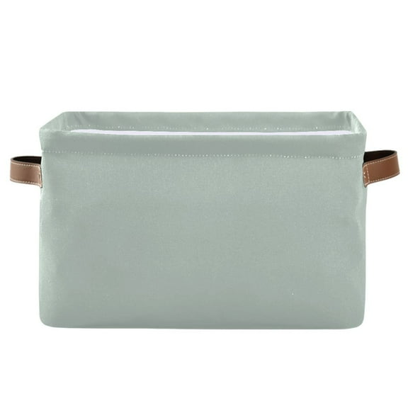 Pale Green Storage Bins with Handle Fabric Organizer Basket Foldable Box 1 Pack 14.2x10.2x8.3