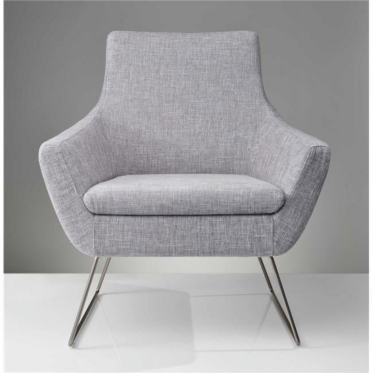 Light Grey Velvet Modern Recliner with Brushed Steel Legs
