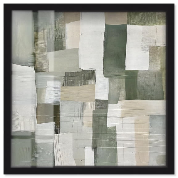 Pale Jade Green I Shadowbox Print Modern Wall Decor by Art Remedy, Black Frame, 30 x 30