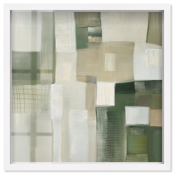 Pale Jade Green II Shadowbox Print Modern Wall Decor by Art Remedy, White Frame, 12 x 12