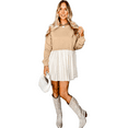 thumbnail image 1 of Pale Khaki Contrast Poplin Mini Dress with Long Sleeves, 1 of 1