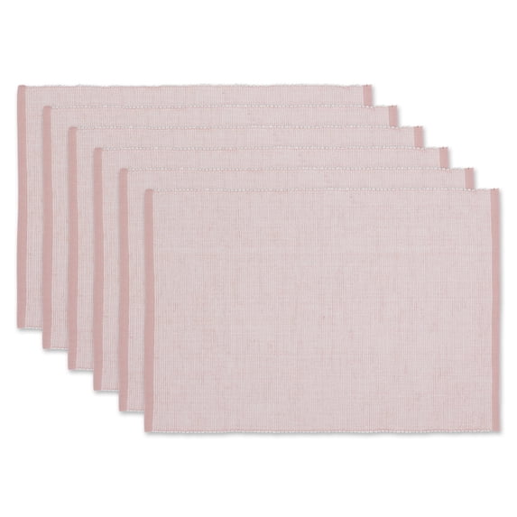 Pale Mauve Eco-Friendly Chambray Fine Ribbed Placemat 6 Piece