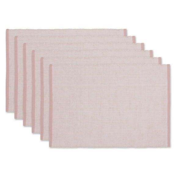 Pale Mauve Eco-Friendly Chambray Fine Ribbed Placemat 6 Piece