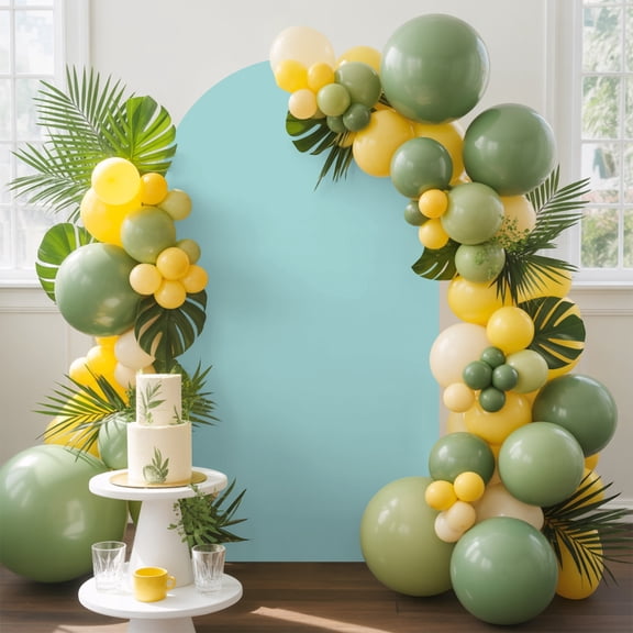 Pale Mint Arch Backdrop Cover, 4FT, Minty Green Color Solid Background Rustic Farmhouse Spandex Arch Covers Double-Sided Backdrop for Wedding Birthday Party Photo Background Decoration