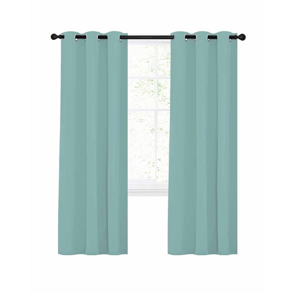 Pale Mint Blackout Curtains for Bedroom Living Room, Minty Green Color Solid Background Rustic Farmhouse 45 In Long Thermal Insulated Room Darkening Drapes Grommet Window Treatments, 42 x 45 In