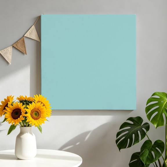 Pale Mint Canvas Wall Art for Living Room, Minty Green Color Solid Background Rustic Farmhouse Poster Print Painting for Bedroom Office Home Decoration Wall Pictures Prepare To Hang 8"x8"