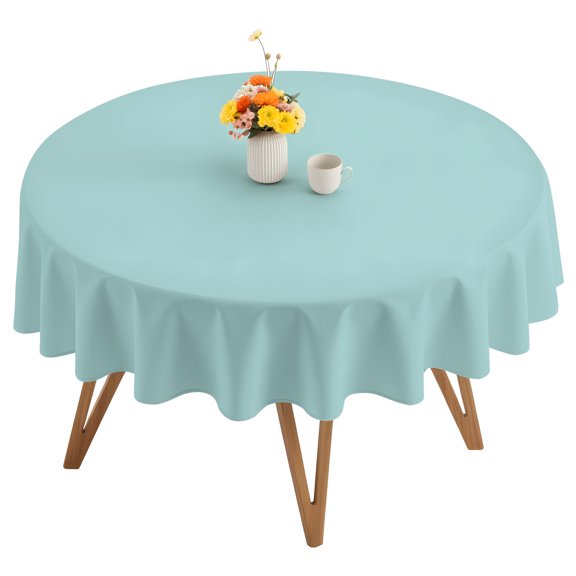 Pale Mint Round Tablecloth 54 inches Minty Green Color Solid Background Rustic Farmhouse Waterproof Oil-Proof Table Cloth Round Table Cover for Holiday Party Picnic Dinner Decor Indoor Outdoor Use