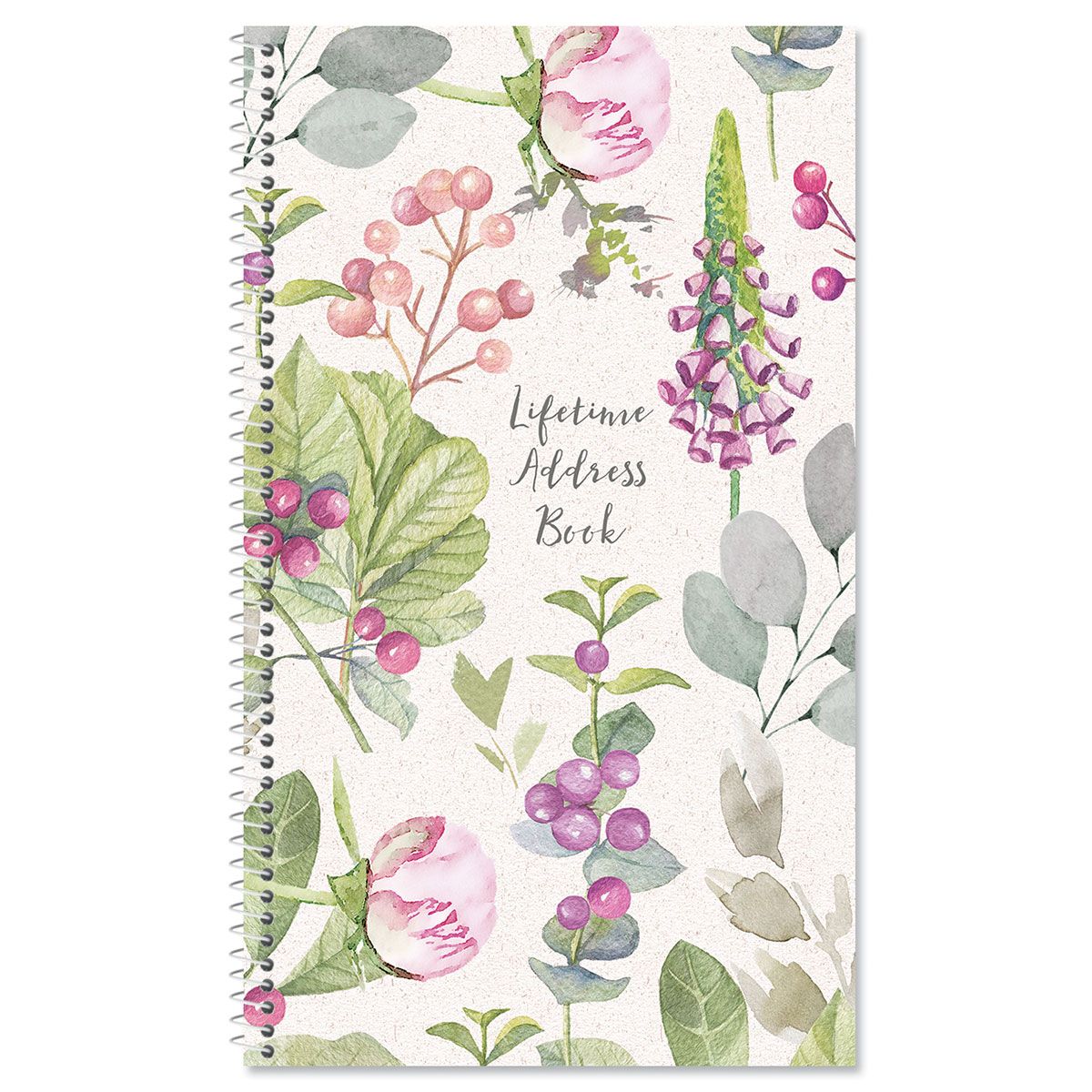 Pale Peony Address Book 94 Pages; 5" x 81/2", Spiral Bound Address