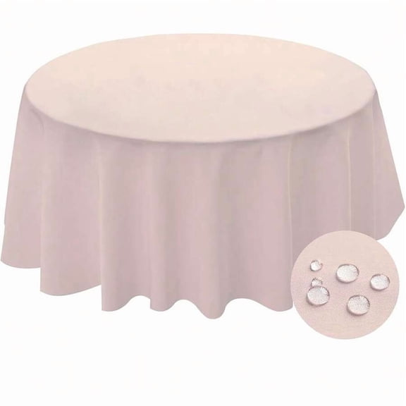Pale Pink 60 Inch Round Tablecloth, Washable Spillproof Polyester for Indoor Outdoor Party Dining