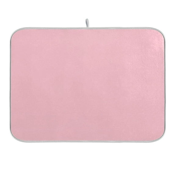 Pale Pink Dish Drying Mat 16x18 Absorbent Microfiber Draining Rack Pad for Kitchen Counter Sink