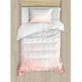 thumbnail image 1 of Pale Pink Duvet Cover Set, Gradient Toned Geometric Digital Abstract Hexagon Modern Display, Decorative 2 Piece Bedding Set with 1 Pillow Shams, Twin Size, Coral Peach, by Ambesonne, 1 of 3
