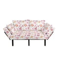 thumbnail image 1 of Pale Pink Futon Couch, Watercolor Style Rural Meadow Floral Pattern Inspired by Fresh Spring Nature, Daybed with Metal Frame Upholstered Sofa for Living Dorm, Loveseat, Multicolor, by Ambesonne, 1 of 4