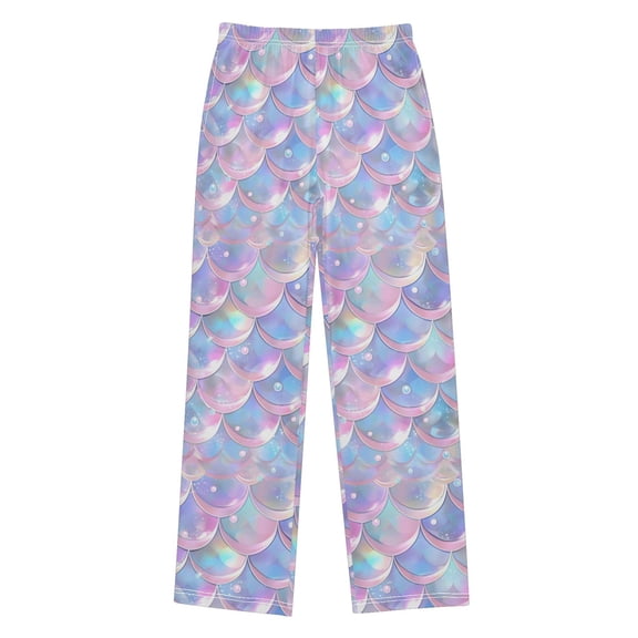 Pale Pink Purple and Blue Mermaid Scales and Pearls in Digital Illustration St Christmas Pajama Pants Soft and Lightweight Elastic Waistband Christmas Pajama Pants