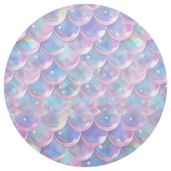 Pale Pink Purple and Blue Mermaid Scales and Pearls Round Placemats Set of 6 Woven Non-Slip Washable Heat Resistant Table Mats 15.4 Inch for Kitchen Dining Decor