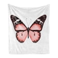 thumbnail image 1 of Pale Pink Soft Flannel Fleece Throw Blanket, Butterfly Natural Beauty Animal Free Wings Valentines Lovers Theme, Cozy Plush for Indoor and Outdoor Use, 50" x 70", Dark Brown White, by Ambesonne, 1 of 5