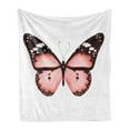 thumbnail image 1 of Pale Pink Soft Flannel Fleece Throw Blanket, Butterfly Natural Beauty Animal Free Wings Valentines Lovers Theme, Cozy Plush for Indoor and Outdoor Use, 70" x 90", Dark Brown White, by Ambesonne, 1 of 5