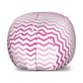 thumbnail image 1 of Pale Pink Storage Toy Bag Chair, Chevron Zigzag Pattern Twisted Parallel Lines in Vibrant Tones Graphic, Stuffed Animal Organizer Washable Bag, Small Size, Magenta White, by Ambesonne, 1 of 3