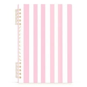 Pale Pink and White Striped Notebooks 1-subject Journal 60 Sheets A5 College Ruled Paper Detachable Ring 8.3"x5.7"