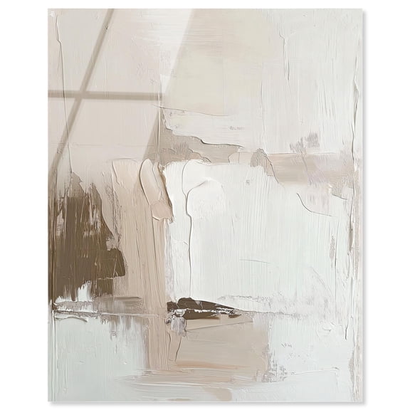 Pale Textured Silence I High-Gloss Frameless Acrylic Glass Wall Art Neutral Boho by Art Remedy, Ready to Hang, 30 x 36