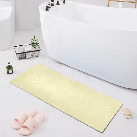 Pale Yellow Bath Mat 39x20 Non-Slip Bathroom Rugs Absorbent Soft Plush Quick Dry for Tub Shower Kitchen Home Decor
