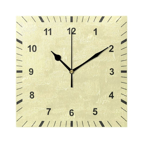 Pale Yellow Wall Clock Battery Operated Silent Non-Ticking Bedroom Office Kitchen Home School Decor 7.8"(Black)