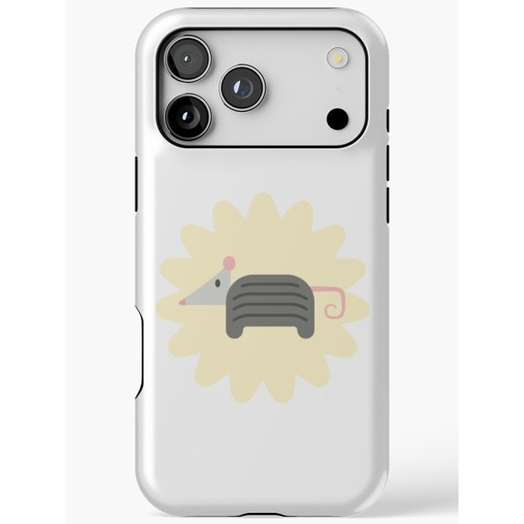 Pale Yellow and Gray Hedgehog Tough Phone Case for Select Apple iPhone Models, Dual-Layer Polycarbonate and TPU