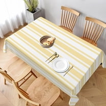 Pale Yellow and White Candy Stripes Rectangle Table Cloth Soft Washable Oblong Tablecloth Covers for Kitchen & Table Linens 60" x 102"