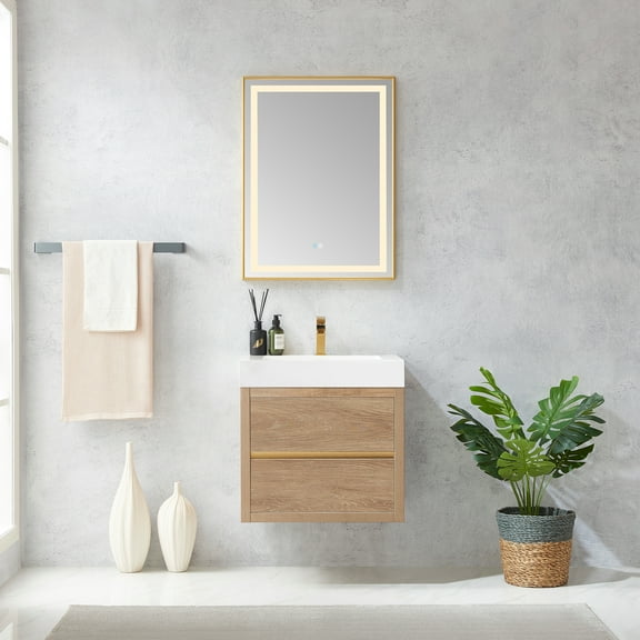 Palencia 24" Single Sink Wall-Mount Floating Wood Bathroom Vanity No Mirror