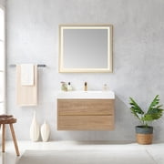 Palencia 36" Single Sink Wall-Mount Floating Wood Bathroom Vanity No Mirror