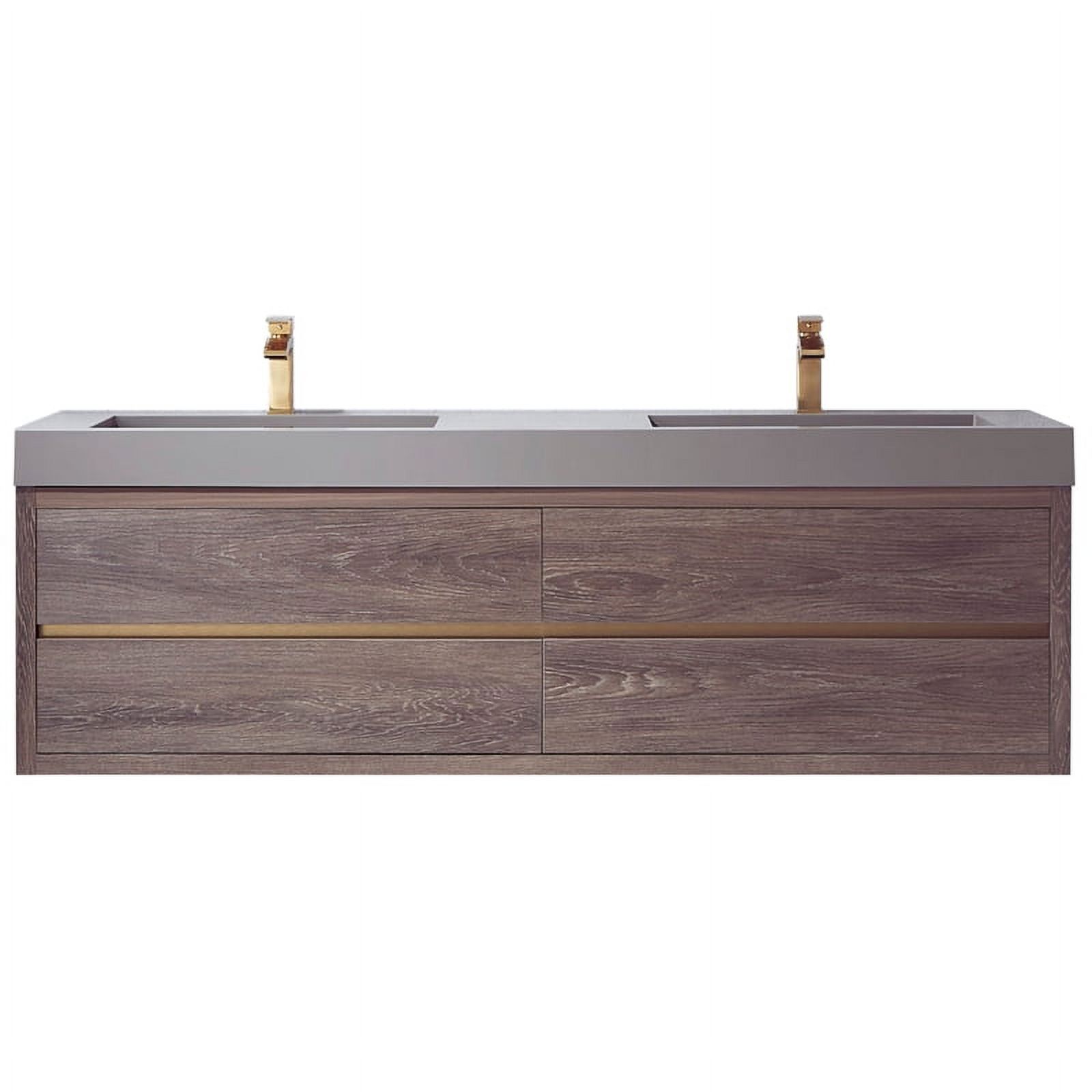 Palencia 72" Double Sink WallMount Floating Dark Oak Bathroom Vanity No Mirror