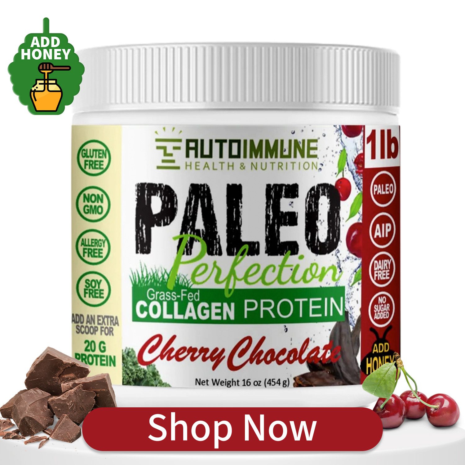 Paleo Perfection Cherry Chocolate Protein Powder (NO STEVIA, AIP