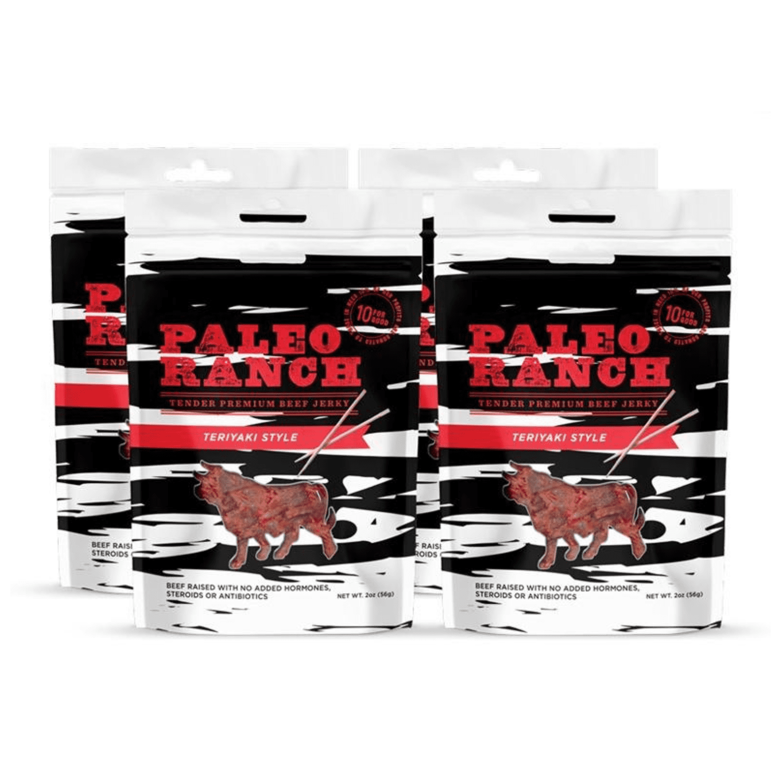 Paleo Ranch Teriyaki Beef Jerky Pouch, 2 oz (Pack of 4)
