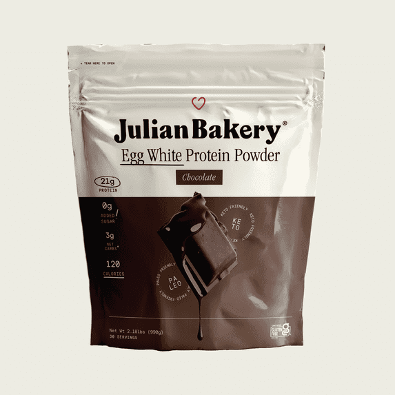 Egg White Protein Powder - Chocolate | 2.18 lbs (990 g) | Julian Bakery | 21g of Protein | Paleo & Keto Friendly | No Added Sugar