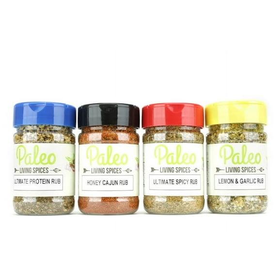 Paleo - Whole 30 - Keto - All Purpose Spices by PALEO LIVING PRIMAL BLENDS Collection {4-Combo Pack Jars Seasonings Set} can be used for Cooking, Grilling & with Cookbooks (All-Purpose Seasonings)