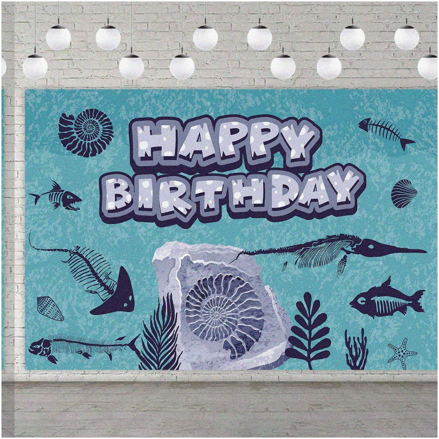 PaleoParty Animals Fossil Fiesta Ammonite Fish Fossil Happy Birthday