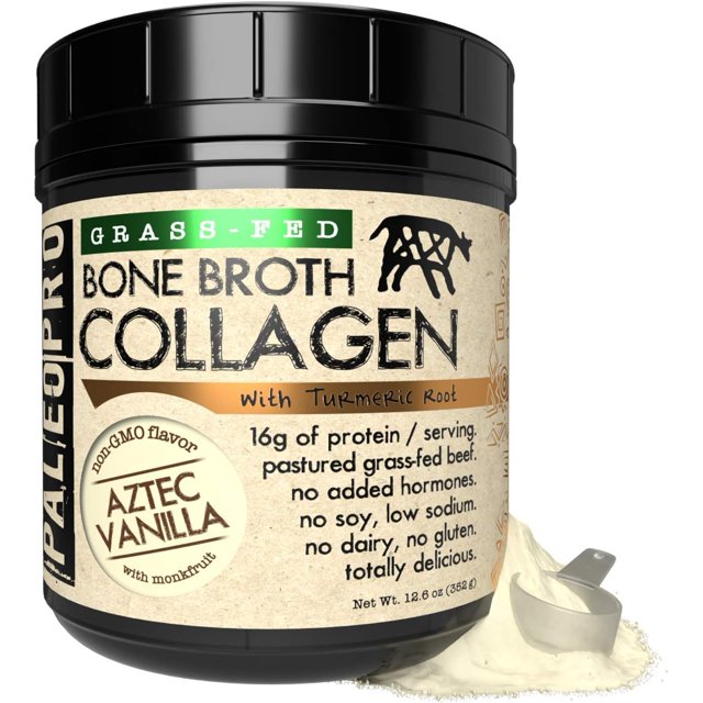 PaleoPro Bone Broth Collagen w/Turmeric Root (Aztec Vanilla) GrassFed