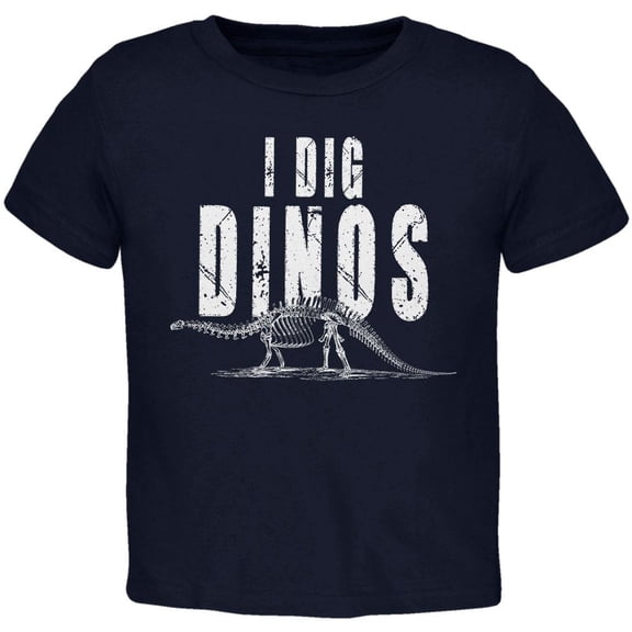 Paleontologist I Dig Dinos Dinosaur Fossil Bones Brontosaurus Toddler T Shirt Navy 2T