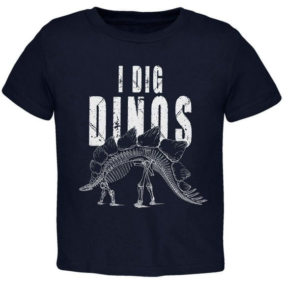 Paleontologist I Dig Dinos Dinosaur Fossil Bones Stegosaurus Toddler T Shirt Navy 3T
