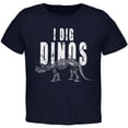 thumbnail image 1 of Paleontologist I Dig Dinos Dinosaur Fossil Bones Triceratops Toddler T Shirt Navy 2T, 1 of 1