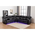 thumbnail image 1 of Paleremo Faux Leather Sectional with LED USB Speaker Wireless Charger in Black, 1 of 4