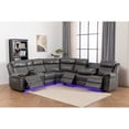 thumbnail image 1 of Paleremo Faux Leather Sectional with LED USB Speaker Wireless Charger in Gray, 1 of 4