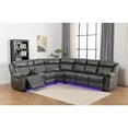thumbnail image 1 of Paleremo Faux Leather Sectional with LED USB Speaker Wireless Charger in Gray, 1 of 14