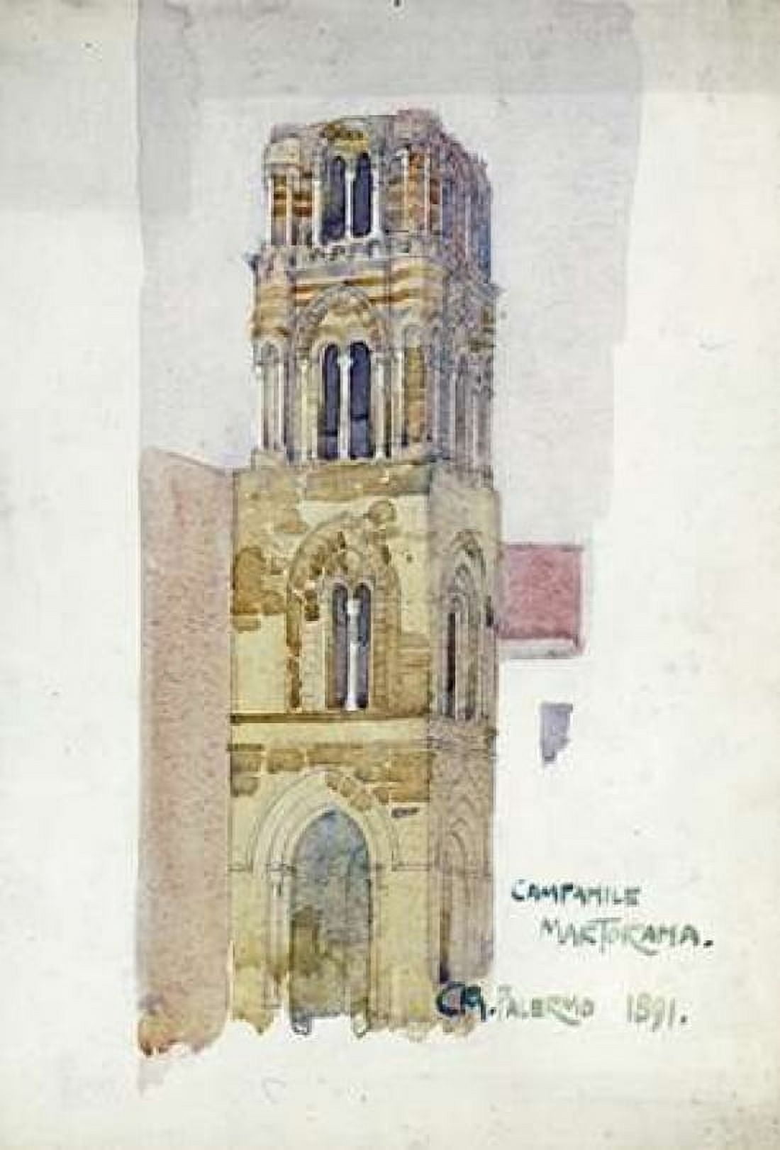 Palermo Campanile Martorana Canvas Art - Charles Rennie Mackintosh (12 x 18)