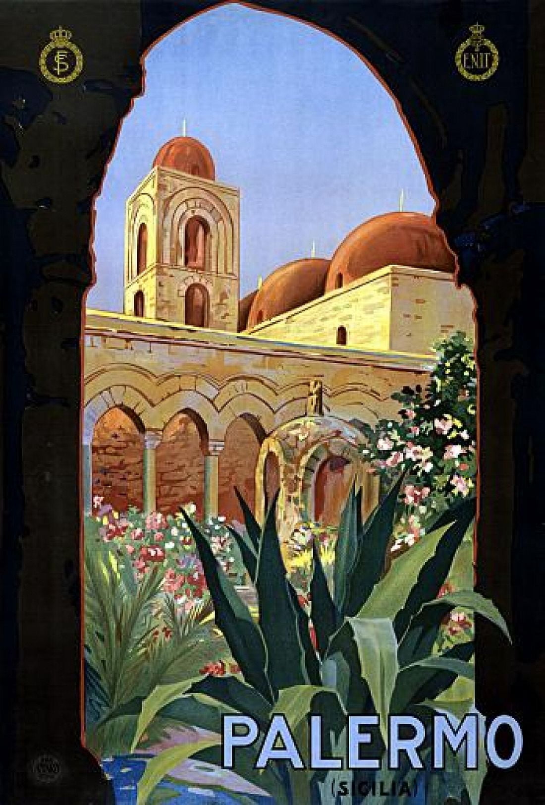 Palermo Sicilia Italy - Vintage Travel Canvas Art - (24 x 36)