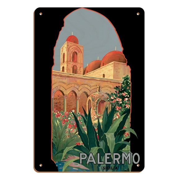 Palermo, Sicily (Sicilia), Italy - Vintage Travel Poster c.1920 - 8 x 12 inch Vintage Wood Art Sign