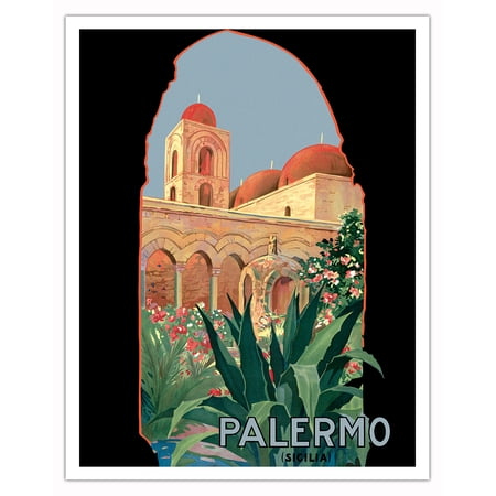 Palermo, Sicily (Sicilia), Italy - Vintage Travel Poster c.1920 - Fine Art Matte Paper Print (Unframed) 11x14in price history and forecast - Pacifica Island Art