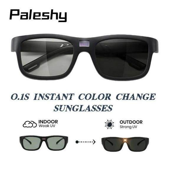 Paleshy 0.1 Seconds Photochromic Polarized Sunglasses, Square Sunglasses for Men and Women UV Protection Smart Glasses Eyeware Lightweight Outdoor
