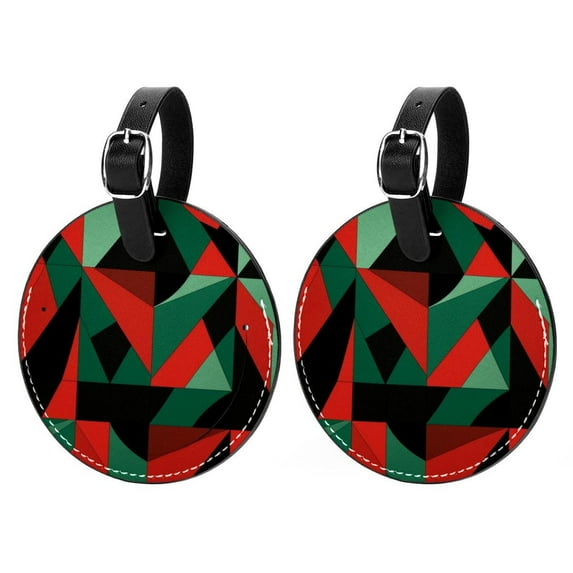 Palestine 2Pcs PU Leather Round Luggage Tags with Privacy Cover and Name ID Tag for Suitcase, Handbags, Backpacks, School Bags