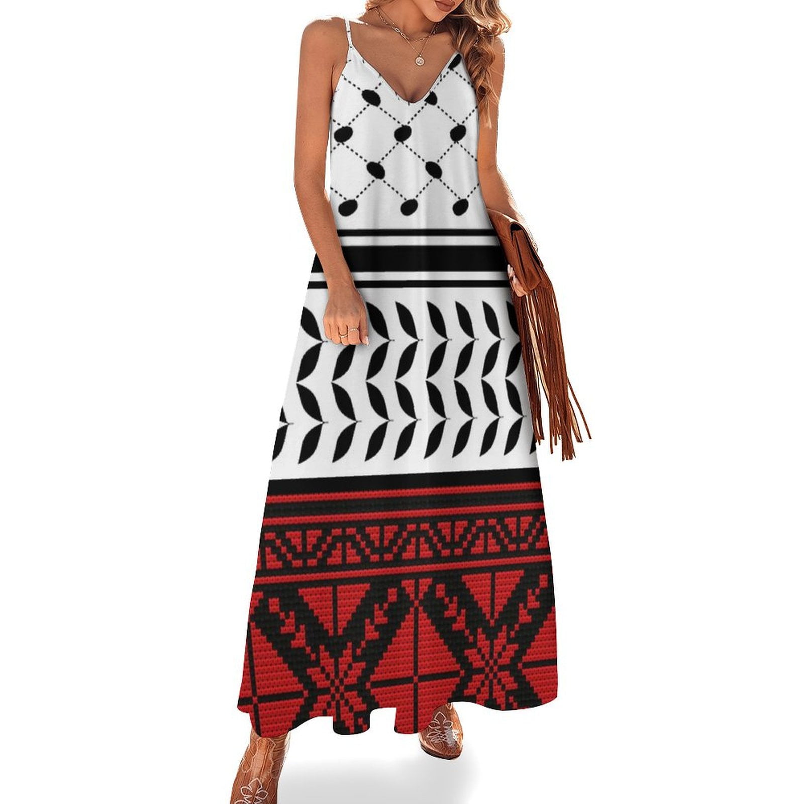 Palestine Arabic Traditional Keffiyeh Design Sleeveless Dress birthday ...